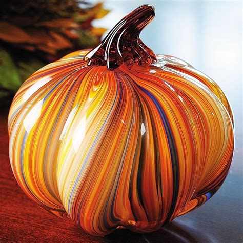 Art Glass Pumpkin Hand Blown Glass Paperweight Home Decor Fall