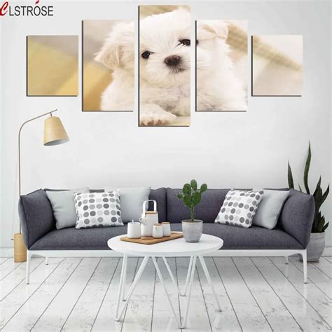 clstrose cute puppy canvas framework painting print pictures wall art