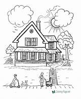 Coloring House Pages Houses Country sketch template