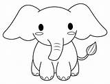 Elephant Coloring Cute Pages Printable Museprintables sketch template