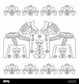 Dala Horse Outline Swedish Vector Scandinavian Dalecarlian Alamy sketch template