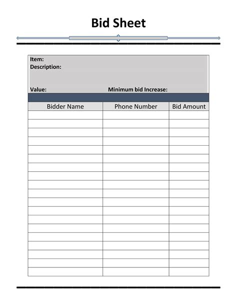 printable silent auction bid sheets printable world holiday