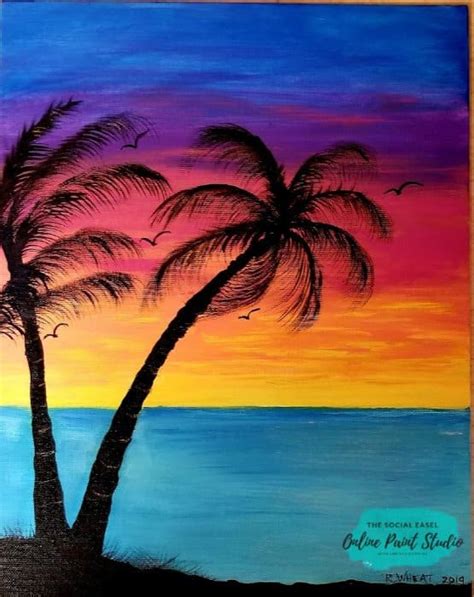 beach sunset painting easy  kids bmp wabbit