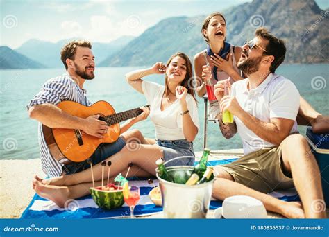 young people  fun  beach party stock image image  melon