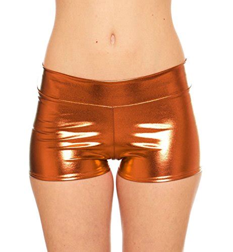 Womens Rave Booty Shorts Mini Hot Pants Metallic Wet Look