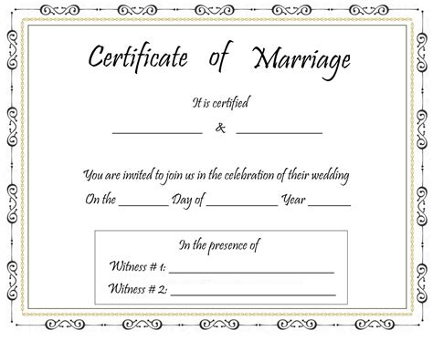 marriage certificate template  word templates