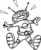 Coloring Alien Jumping Space Wecoloringpage sketch template