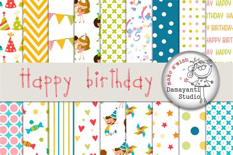 happy birthday paper gifts digital paper  patterns design