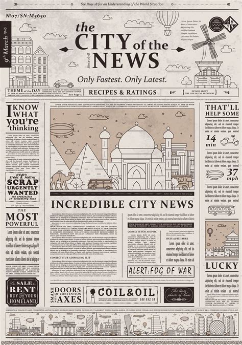 design   vintage newspaper template showing articles  alfazet