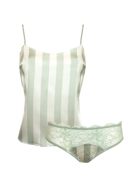 Fleur Of England Mint Cotswold Stripe Silk Camisole