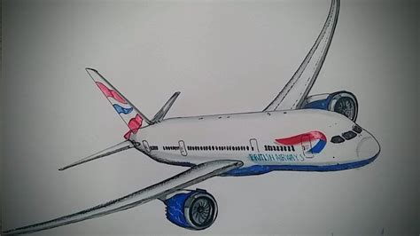 boeing  british airways drawing timelapse airplane painting