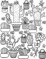 Coloring Cute Pages Cacti Kids sketch template