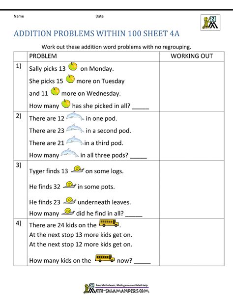 addition word problems  grade