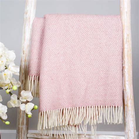 dusky pink wool knit throw  ella james notonthehighstreetcom