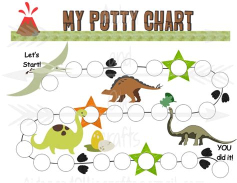dinosaur potty training reward chart printable  potty etsy