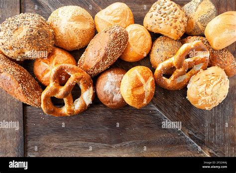 variety  german bread rolls stock photo alamy