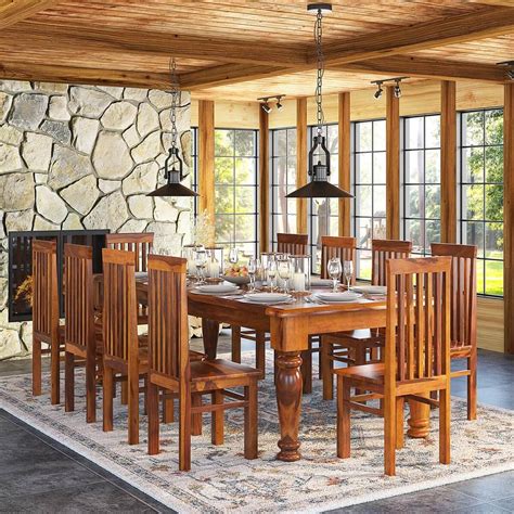 clermont rustic furniture solid wood large dining table set