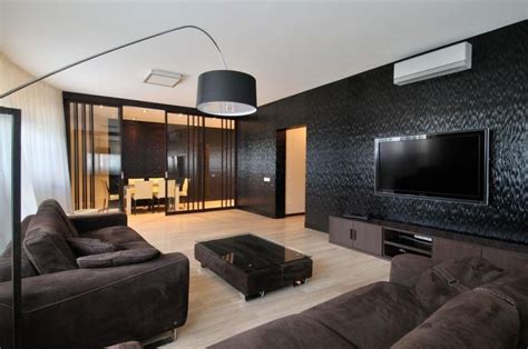 decoration salon moderne en noir pour  interieur chic  glamour