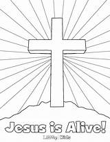 Coloring Pages Jesus Easter He Cross Risen Holy Kids Preschool Alive Bible Sheets Sunday Religious School Resurrection Printable Sheet Color sketch template