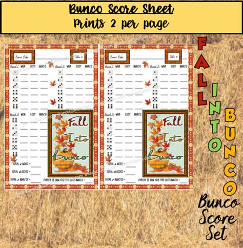 fall  bunco score set table numbers score sheets  etsy