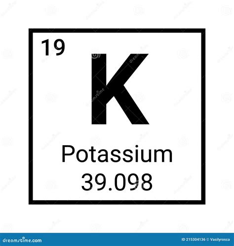 potassium symbol chemical element   periodic table stock vector