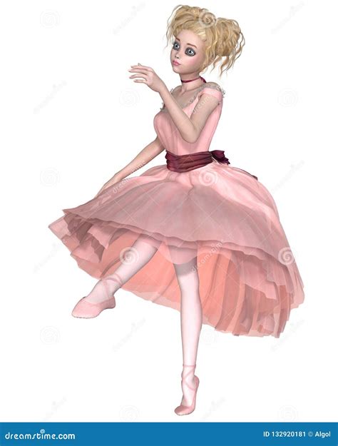cute blonde ballerina   pink tutu dancing stock illustration