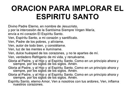 Oracion Para Implorar El Espiritu Santo The Magic Shop