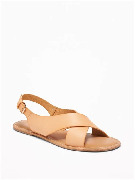 Faux Leather Cross Strap Slingback Sandals For Women Old Navy