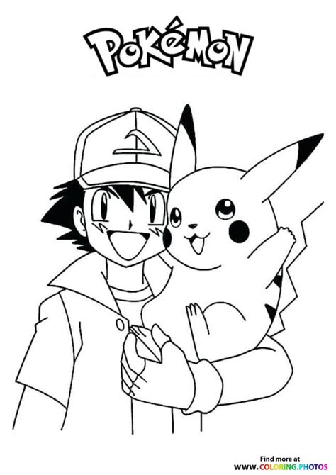 ash  pikachu portrait pokemon coloring pages  kids