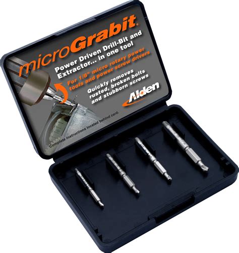 alden p grabit micro broken bolt extractor  piece kit bolt  screw extractors