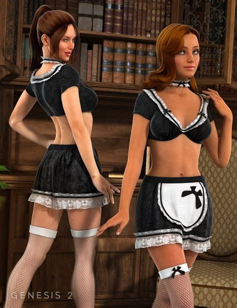 sexy maid outfit for genesis 2 female s uniforms costumes for daz