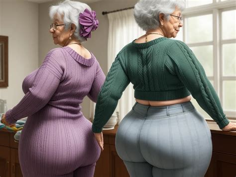 Ai Created Image Grandma Wide Hips Big Hips Gles Knitting Big