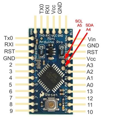 arduino pro mini sda  scl pins