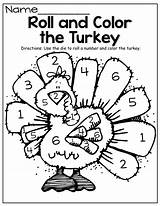 Pages Color Thanksgiving Turkey Coloring Preschool Kindergarten Activities Roll Number Printables Easy Fall November Printable Worksheets Activity Crafts Kids Math sketch template