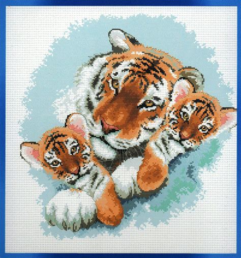 cross stitch kit tiger  cubs counted cross stitch painting etsy