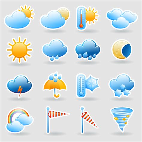 weather forecast symbols icons set  vector art  vecteezy