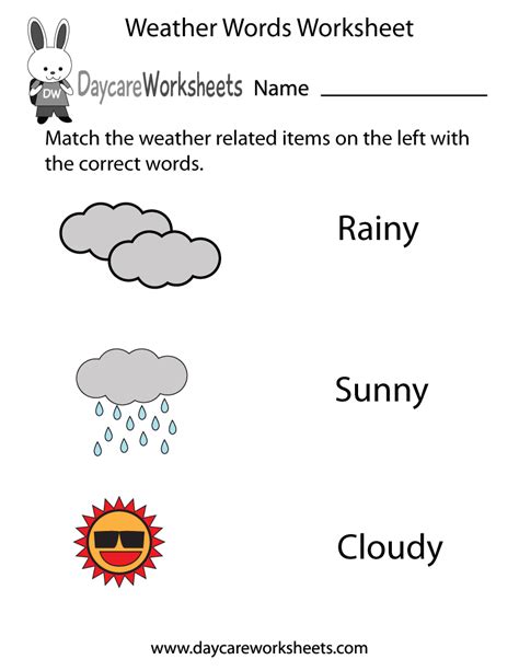 preschool weather words worksheet