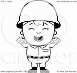 Cartoon Cheering Army Boy Happy Clipart Vector Coloring Outlined Cory Thoman Royalty sketch template