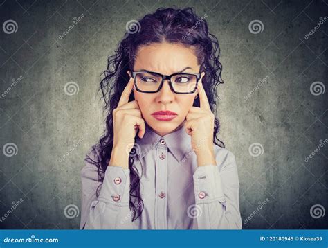 woman trying to focus on mind stock image image of migraine formal