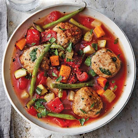 slow cooker vegetable chicken meatball soup recipe eatingwell