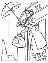 Poppins Mary Coloring Pages Color Kids Print Disney Simple Printable Justcolor Children sketch template