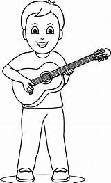 Guitar Playing Coloring Boy Pages Kids Wecoloringpage Drawing Cartoon Boys sketch template