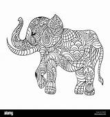 Elefanten Zentagle Monochrome Malvorlagen Zentangle sketch template