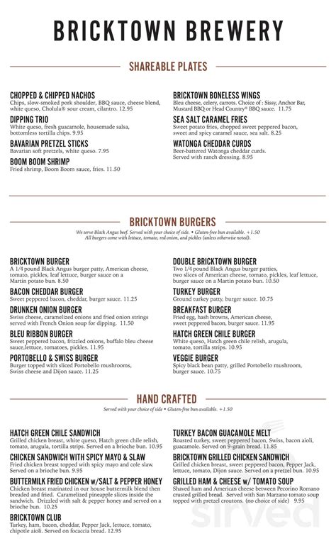 bricktown brewery menu  shawnee oklahoma usa