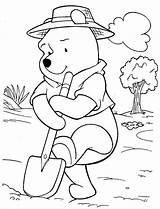 Coloring Gardening Pooh Pages Winnie Kids Comments sketch template