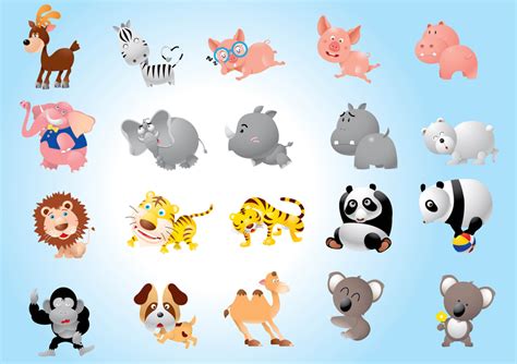 animal cartoons pack vector art graphics freevectorcom