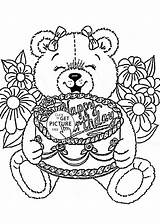 Coloring Birthday Happy Pages Printable Bear Teddy Cards Kids Colouring Color Drawing Print Card Cheeky Shopkins Chocolate Printables Sheets Line sketch template