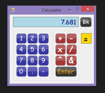 cool calculator sourcecodester