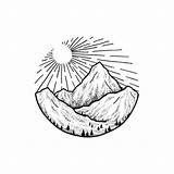Mountain Tattoo Geometric Drawing Tattoos Drawings Circle Sawtooth Mountans Coloring Mountains Simple Easy Designs Sketches Ink Outline Circular Sketch Berg sketch template