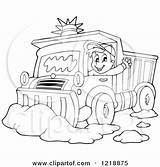 Snow Plow Coloring Pages Outlined Plough Waving Driver Visekart Illustration Happy Truck Clipart Royalty Vector Printable Getcolorings Color sketch template